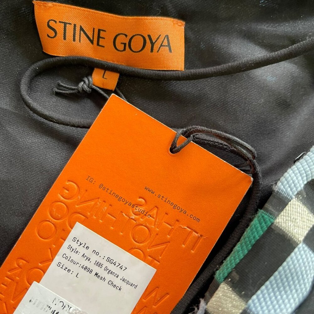 Stine Goya $585 Arya Check Pattern Midi Dress Pockets Size Large NWT - Picture 9 of 10
